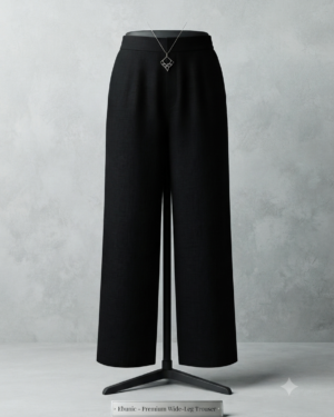 Ebunic Pure Black Pant displaye on a mannequin against a neutral background