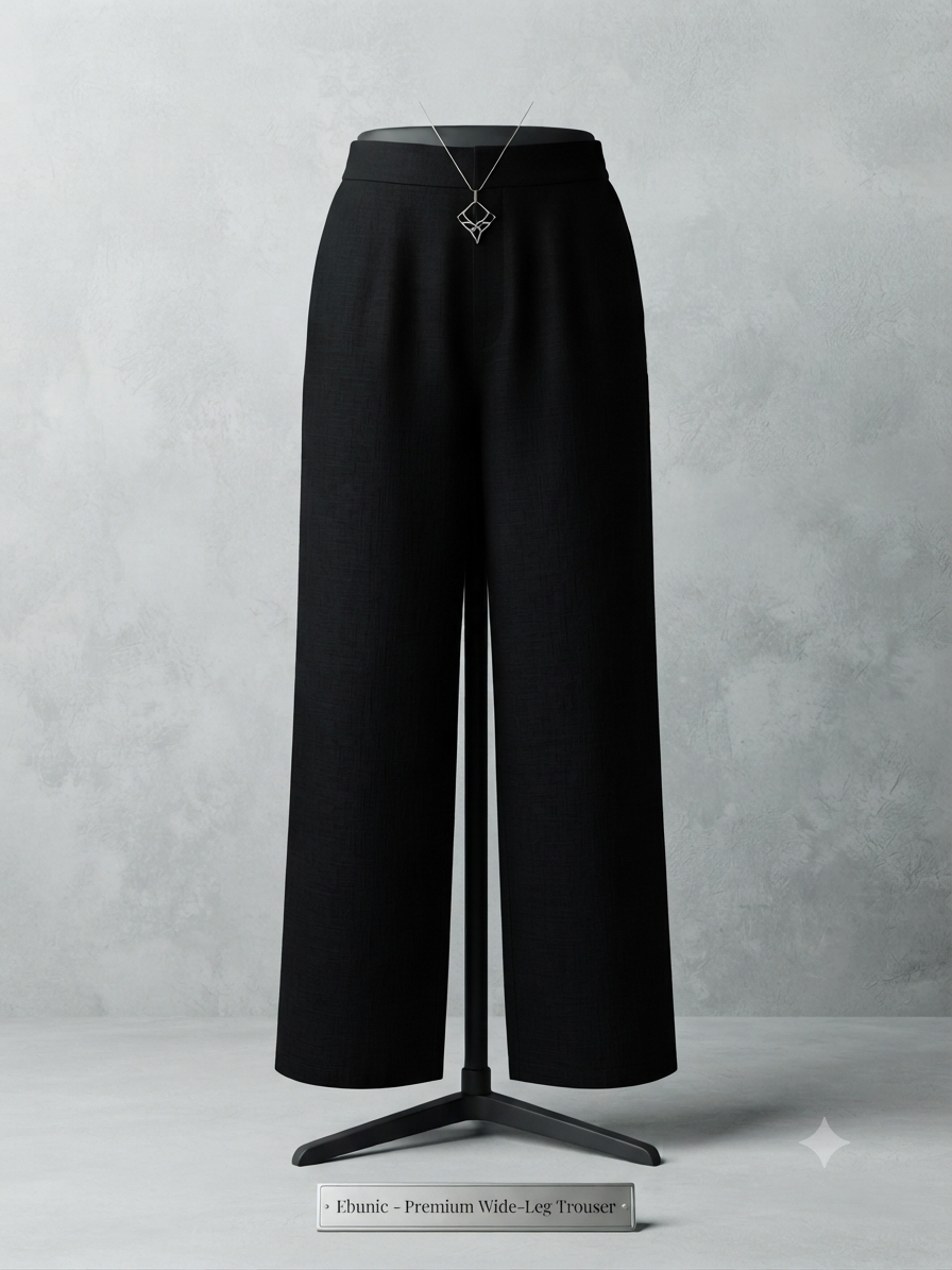 Ebunic Pure Black Pant displaye on a mannequin against a neutral background