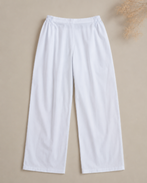 Ebunic White Cotton Straight Pant for Women made from premium breathable cotton fabric with comfortable straight fit