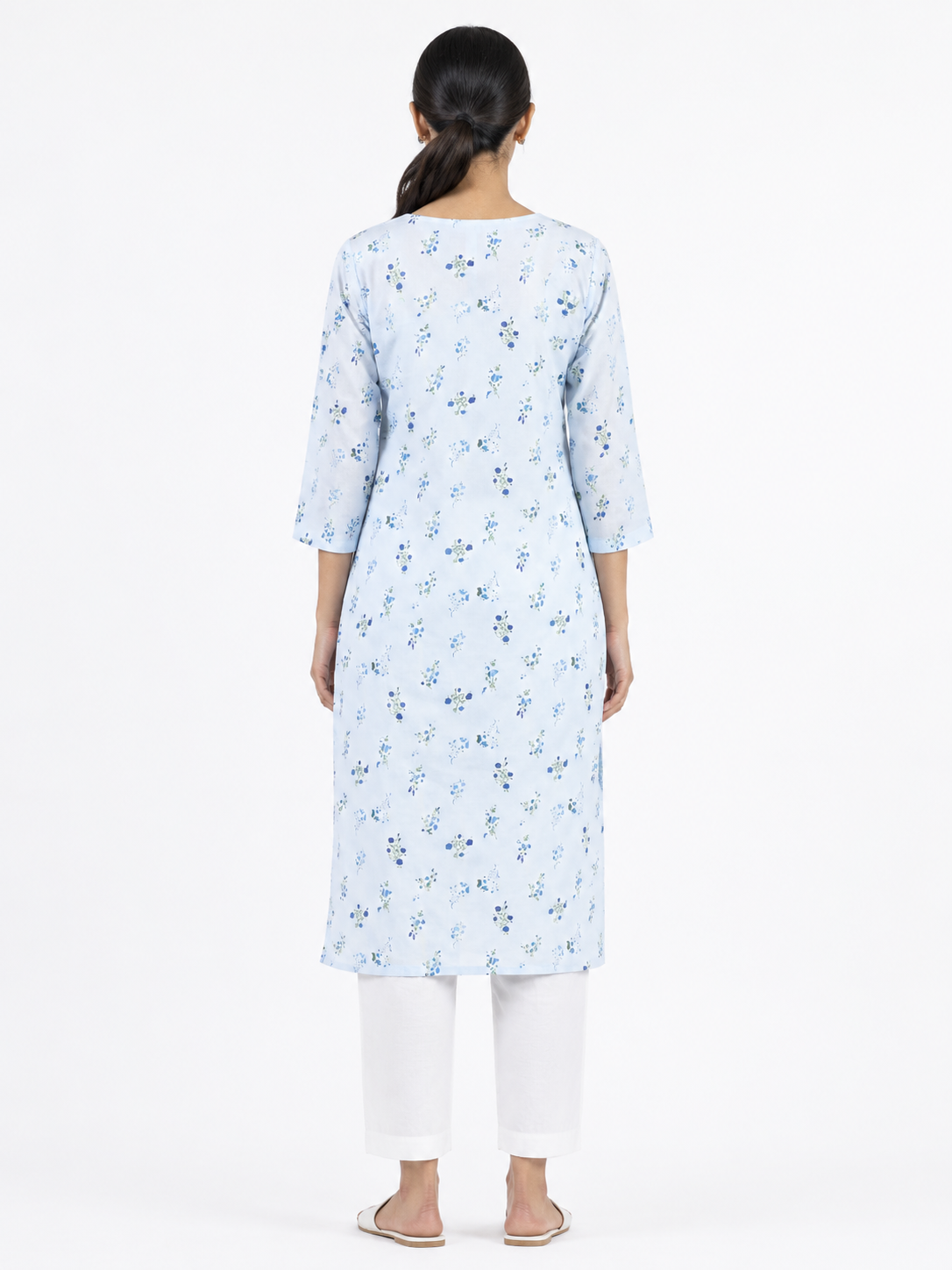 Ebunic Women's Cotton Floral Kurti – Back View