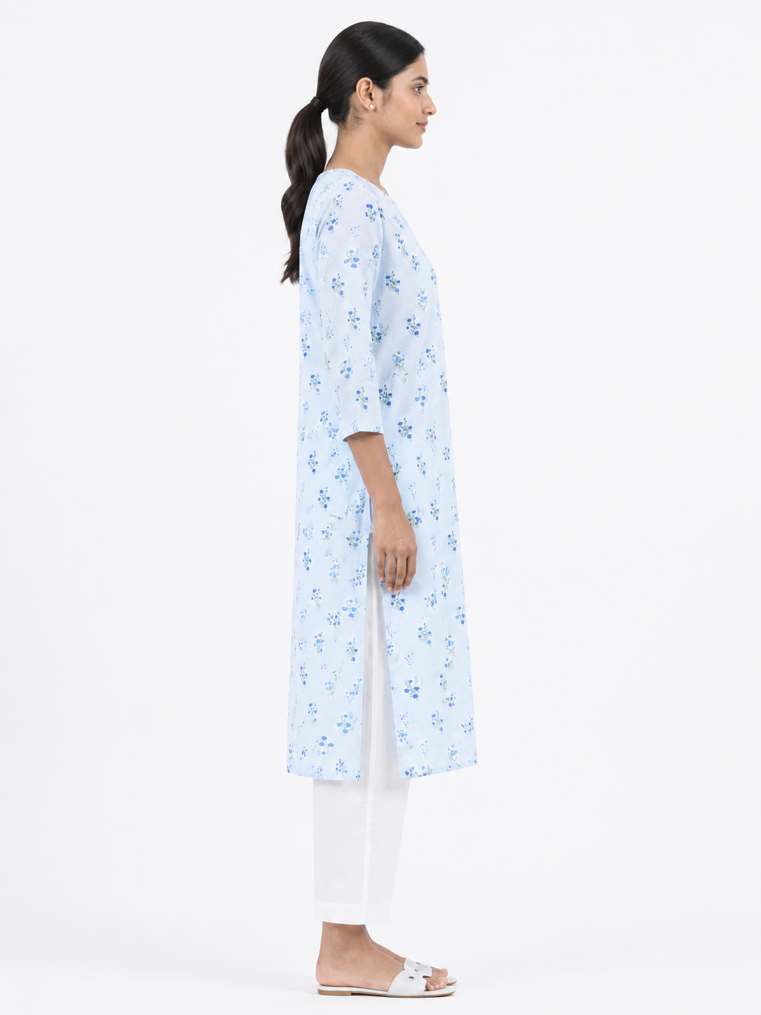 Ebunic Women's Cotton Floral Kurti – Right Side View